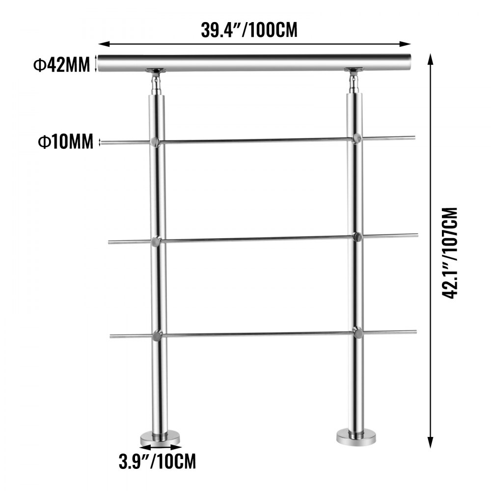 Vevor Rvs Trapleuning Leuningen Voor Trappen Rvs Hekwerk 100 Cm Outdoor Indoor