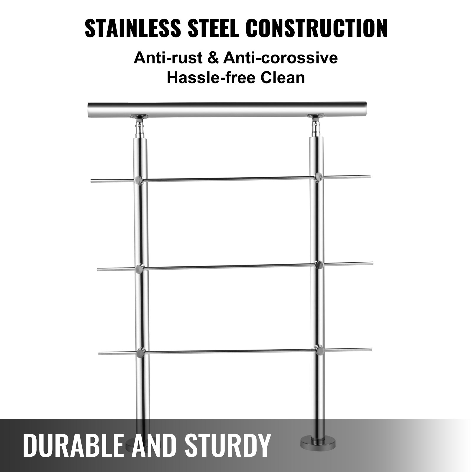 Vevor Rvs Trapleuning Leuningen Voor Trappen Rvs Hekwerk 100 Cm Outdoor Indoor