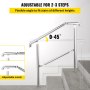 VEVOR Trapleuning voor Buiten 1 tot 3 Stappen Trapleuning van Roestvrij Staal Laadvermogen 220 lbs / 100 kg, Stair Railings for Steps, de Trapleuning is Geschikt voor Binnen- en Buitengebruik, Hotel
