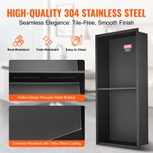 VEVOR wandnis 10x33,02x63,5cm douchenis roestvrijstalen nis dubbellaags 100% waterdichte nismontage 0-40°C bedrijfstemperatuur 92° binnenhoekontwerp ideaal voor badkamers slaapkamer studeerkamer