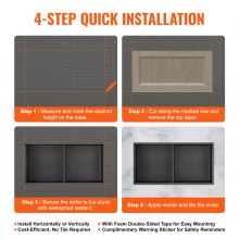 VEVOR wandnis 10x33,02x63,5cm douchenis roestvrijstalen nis dubbellaags 100% waterdichte nismontage 0-40°C bedrijfstemperatuur 92° binnenhoekontwerp ideaal voor badkamers slaapkamer studeerkamer
