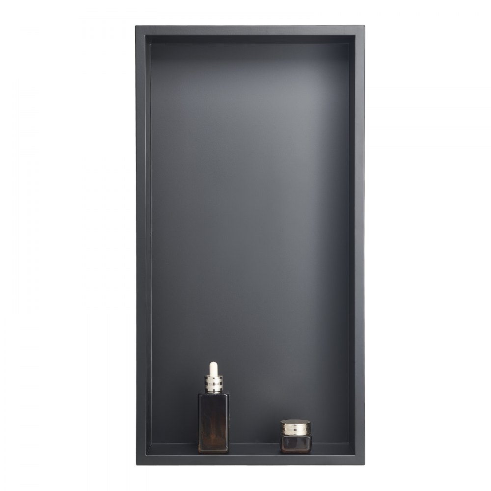 VEVOR Douchenis, 10,16 x 33,02 x 63,5 cm Wandnis, Zeep- en shampoo-opberger van roestvrij staal, duurzaam en eenvoudig te installeren, zwart voor de badkamer
