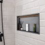 VEVOR Shower Niche, 33.0 x 63.5 x 10.2 cm Recessed Wall Niche With LED Strip, Heavy-duty Stainless Steel Modern Shampoo Storage Organizer, Sealed Waterproof, Easy to Install, Black for Bathroom