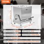 VEVOR meat mixer dimensions, stainless steel, model bme40-t, barrel 80 lb, motor tcx-12, weight 11.8 kg.