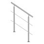 VEVOR buitentrapleuningen, 90 cm lang, 2 dwarsbalken, trapleuningset, roestvrijstalen overgangsleuning met montageset, dubbele trapleuning voor senioren, veranda en terras