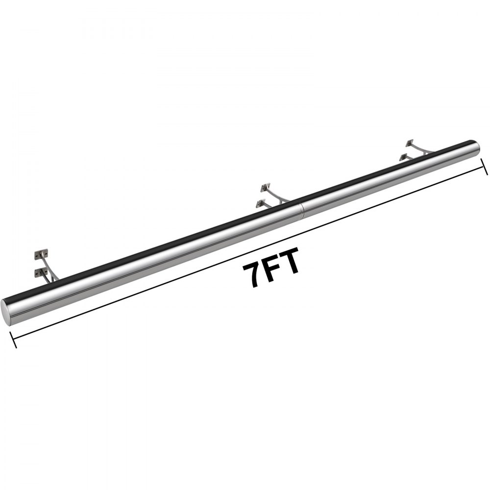 VEVOR Voetsteun Bar Voetrail Set, 7ft 2.1m Bar Voetrail Kit, Gemaakt van Roestvrij Staal, Wandgemonteerde Voetsteun, Voetsteun, Eenvoudig schoon te maken en te installeren, voor Pubs Bars Restaurants, etc.