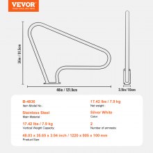 VEVOR 2 stuks zwembadleuning handgreep zwembadinstaphulp 1220x905x100mm