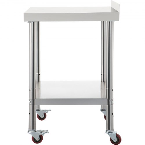 VEVOR Werktafel Keuken, 36x24x35 inch RVS Keuken Werkbank, 440lbs Heavy-duty Metalen Horeca Werktafel, Voedselbereiding Keukentafel met Backsplash Verstelbare Onderplank 4 Zwenkwielen voor Restaurant