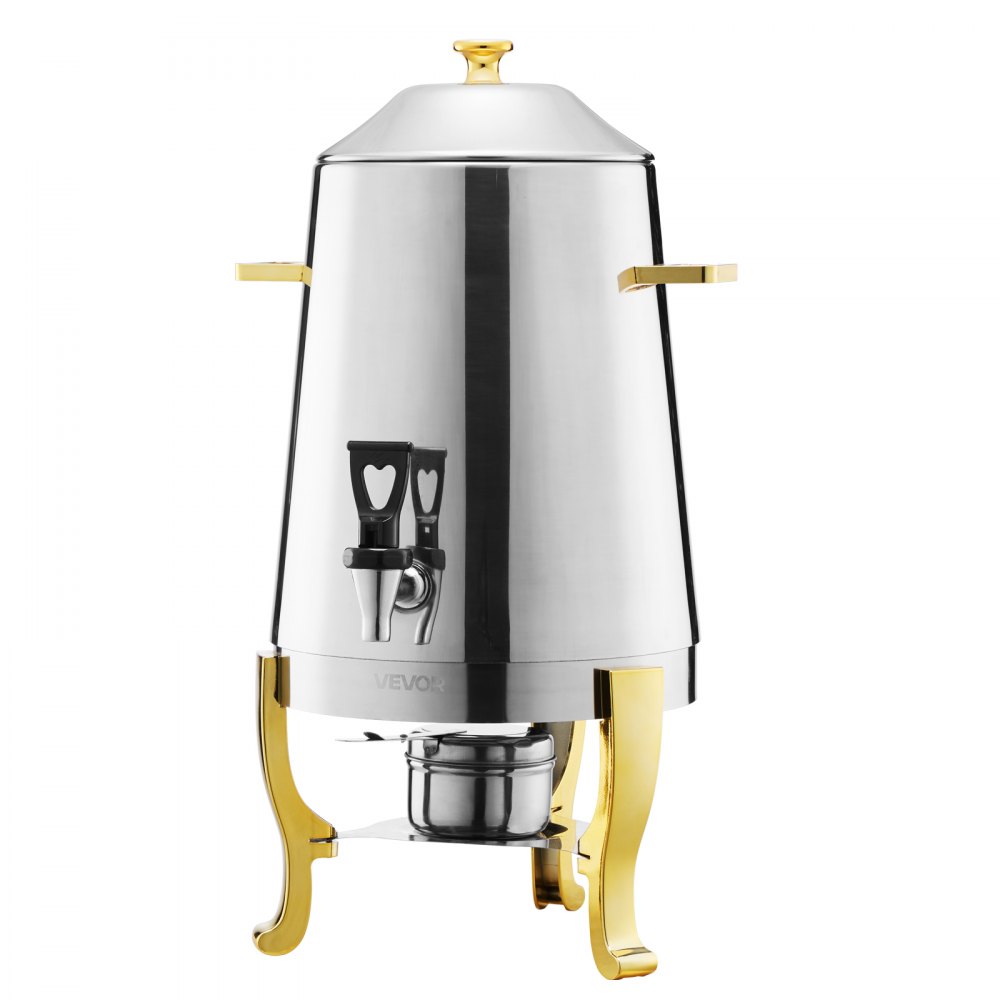 VEVOR Drankendispenser Warme drankendispenser (13 L) van roestvrij staal met alcoholbrander, koude drankendispenser met druppelvrije kraan voor koffie, thee, heet water, voor restaurants, hotels, feesten
