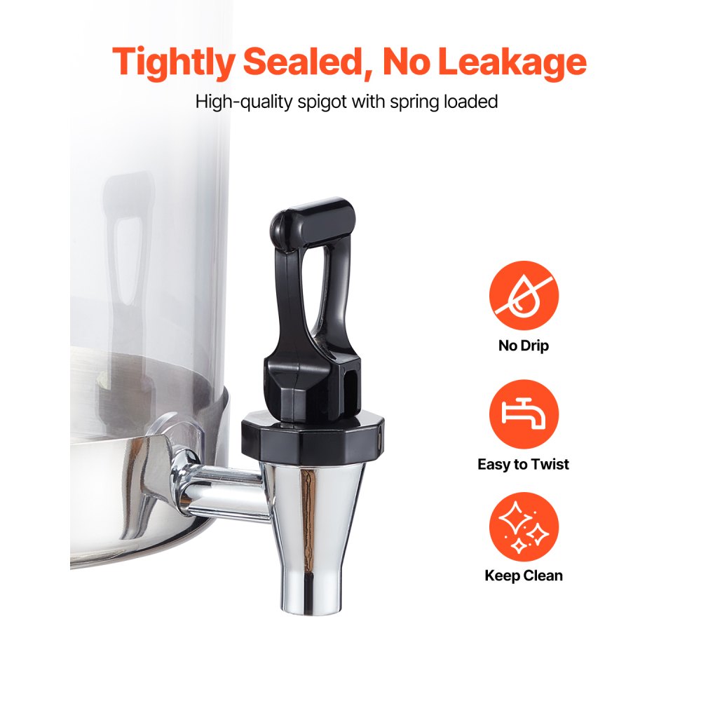 VEVOR Beverage Dispenser, 8L x 2 Drink Dispenser for Parties, Stainless Steel + Plastic Juice Dispensers with Spigot Ice Chamber Tray, Iced Tea Lemonade Dispensers, for Restaurants, Hotels
