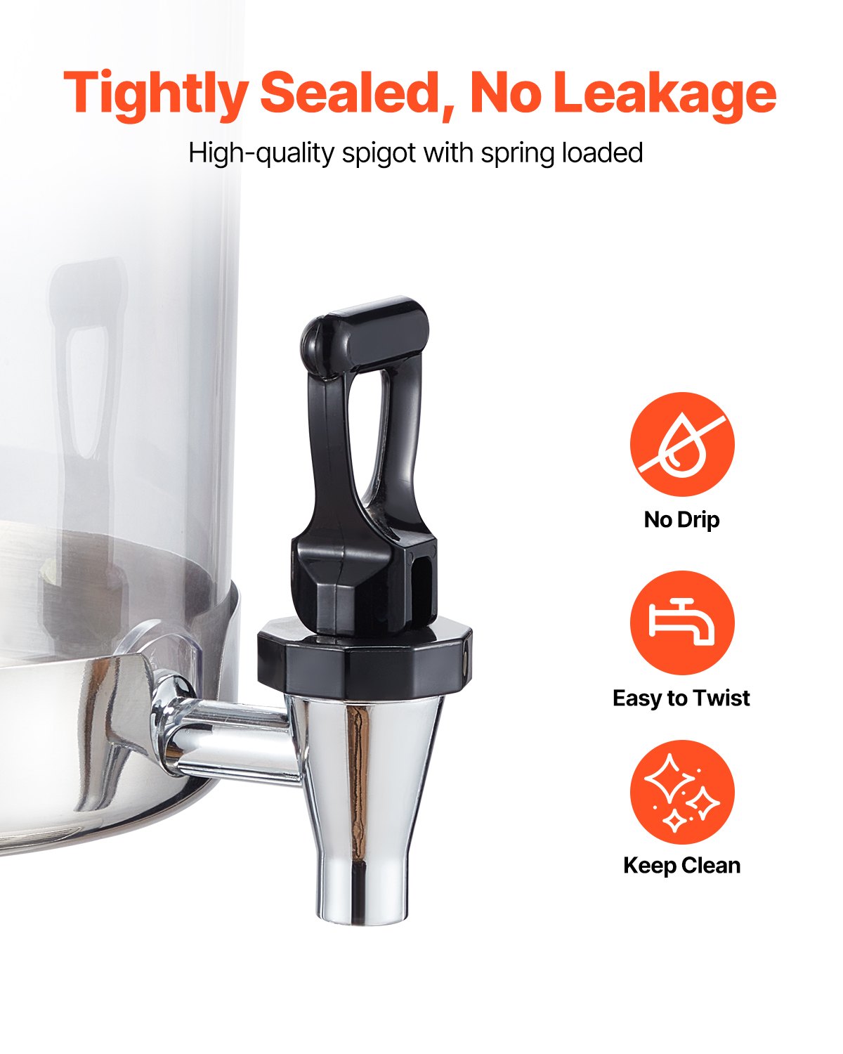 VEVOR Beverage Dispenser, 8L x 2 Drink Dispenser for Parties, Stainless Steel + Plastic Juice Dispensers with Spigot Ice Chamber Tray, Iced Tea Lemonade Dispensers, for Restaurants, Hotels