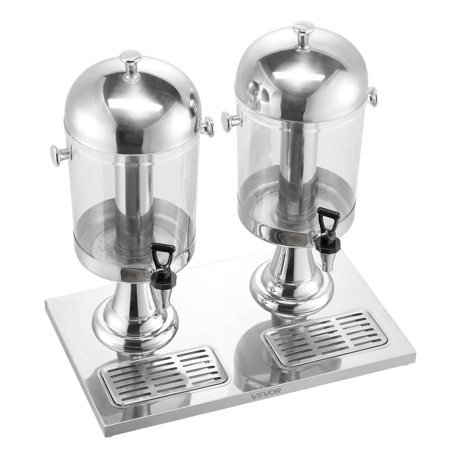 VEVOR Beverage Dispenser, 8L x 2 Drink Dispenser for Parties, Stainless Steel + Plastic Juice Dispensers with Spigot Ice Chamber Tray, Iced Tea Lemonade Dispensers, for Restaurants, Hotels