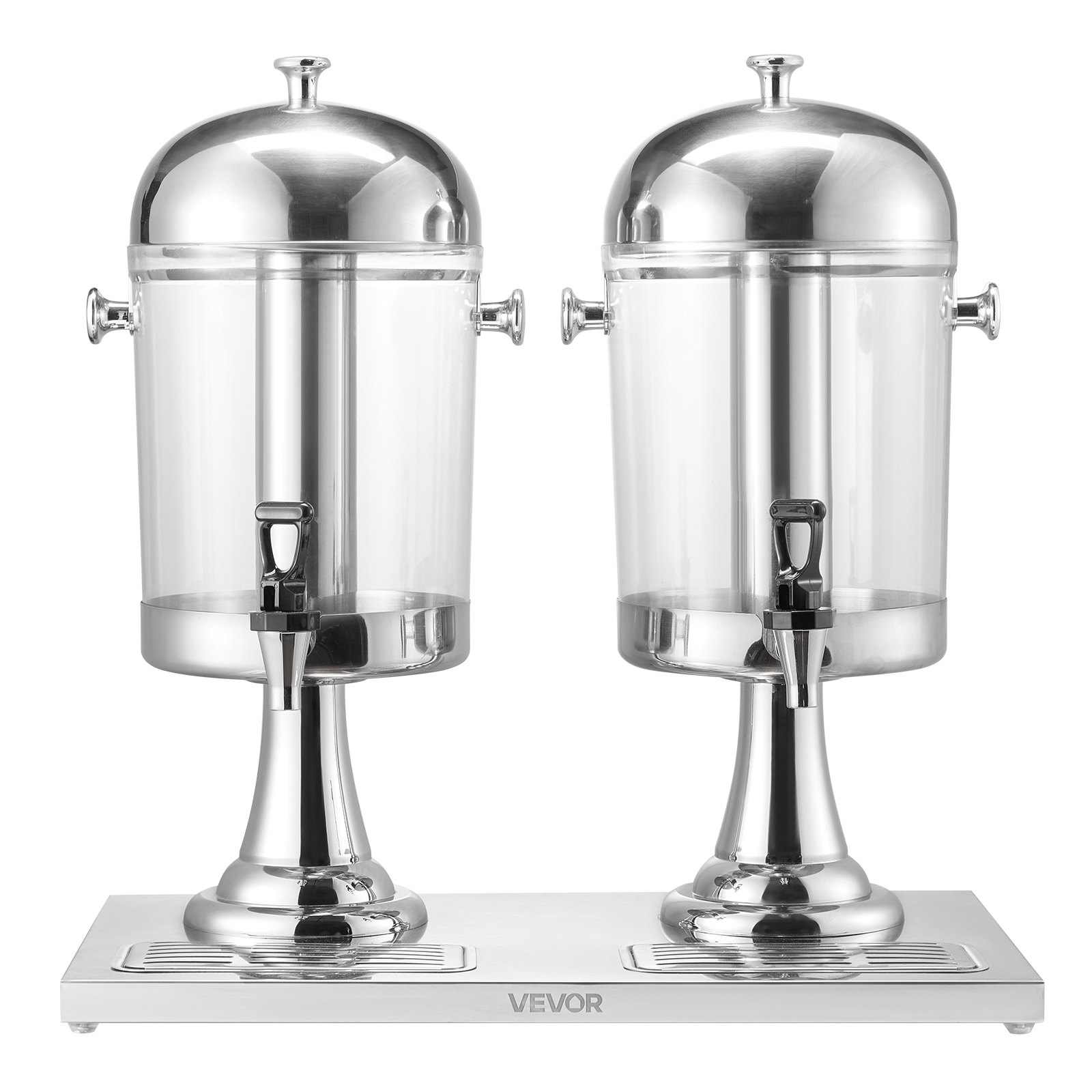 VEVOR Beverage Dispenser, 8L x 2 Drink Dispenser for Parties, Stainless Steel + Plastic Juice Dispensers with Spigot Ice Chamber Tray, Iced Tea Lemonade Dispensers, for Restaurants, Hotels