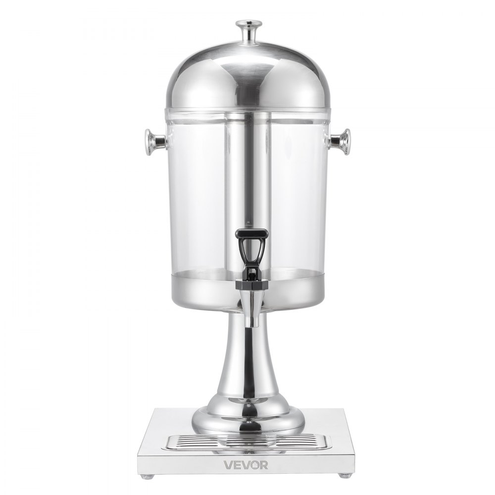 VEVOR Drankdispenser (1 x 8 L) voor Feesten Sapdispenser (gemaakt van roestvrij staal + polycarbonaat) met druppelvrije kraan en voet Waterdispenser voor Restaurants Feesten, Limonade IJsthee Dispenser