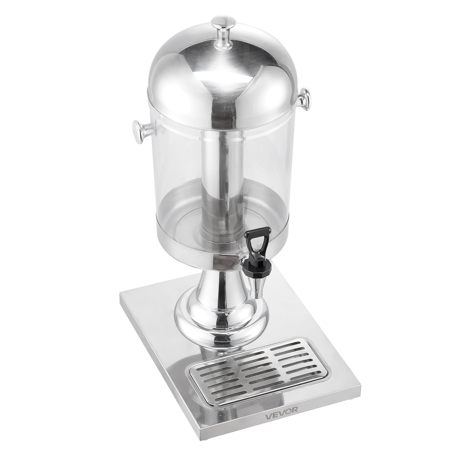VEVOR Drankdispenser (1 x 8 L) voor Feesten Sapdispenser (gemaakt van roestvrij staal + polycarbonaat) met druppelvrije kraan en voet Waterdispenser voor Restaurants Feesten, Limonade IJsthee Dispenser
