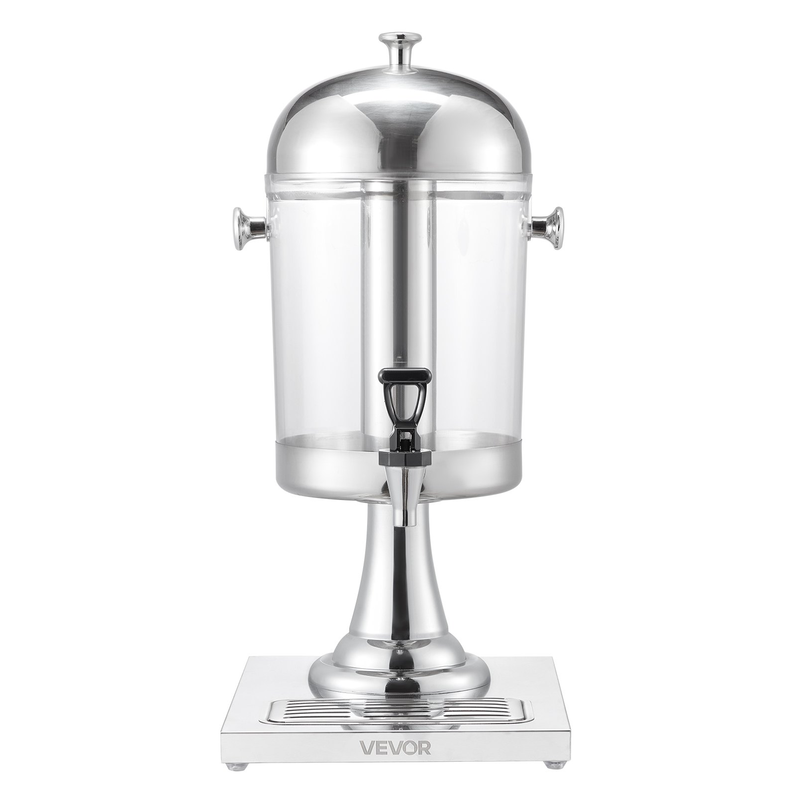 VEVOR Drankdispenser (1 x 8 L) voor Feesten Sapdispenser (gemaakt van roestvrij staal + polycarbonaat) met druppelvrije kraan en voet Waterdispenser voor Restaurants Feesten, Limonade IJsthee Dispenser