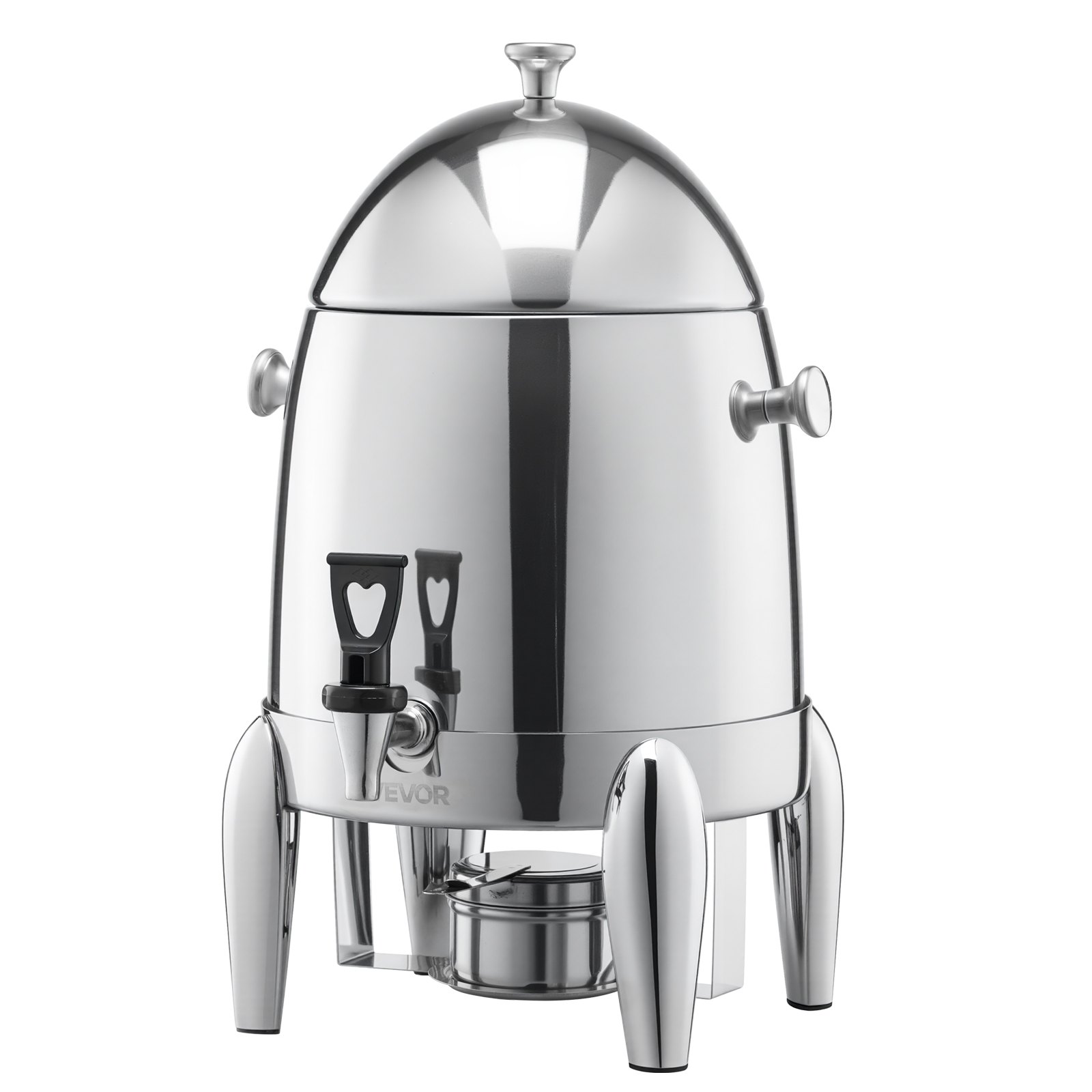 VEVOR Stainless Steel Beverage Dispenser, 12L Drink Dispenser  with Alcohol Burner, Hot & Cold Drink Dispensers for Coffee Tea Hot Water, with Spigot Ice Tube, for Restaurants, Hotels, Parties