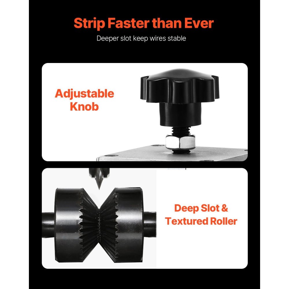 VEVOR Manual Wire Stripping Machine, 0.06''-1.57'' Copper Stripper with Hand Crank or Drill Powered, Visible Stripping Depth Reference, Portable Aluminum Frame Wire Peeler for Scrap Copper Recycling