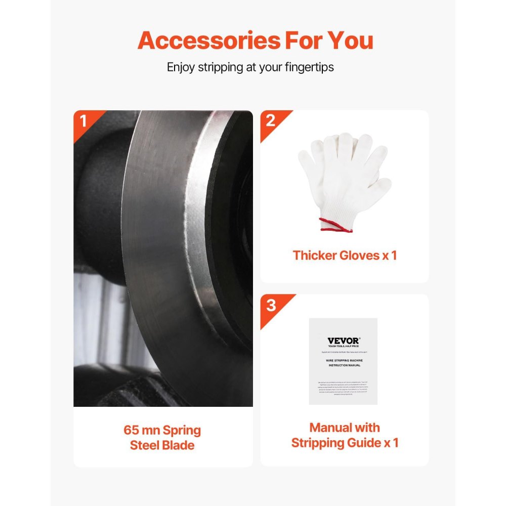 VEVOR Manual Wire Stripping Machine, 0.06''-1.57'' Copper Stripper with Hand Crank or Drill Powered, Visible Stripping Depth Reference, Portable Aluminum Frame Wire Peeler for Scrap Copper Recycling