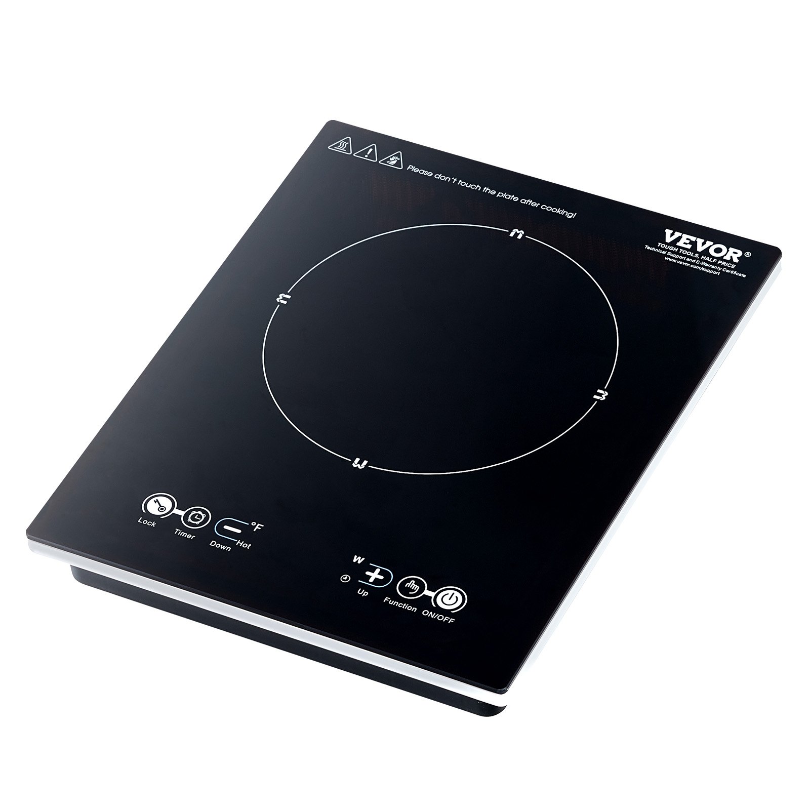 VEVOR Draagbare inductiekookplaat Inductiekookplaat (280 x 350 x 68 mm) 2200 W met 11 temperatuurinstellingen Kookplaat compatibel met magnetisch kookgerei (tot 24 cm diameter)