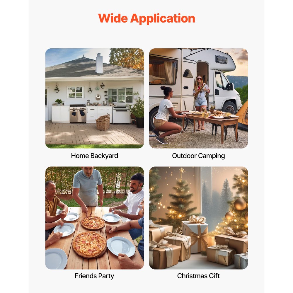 VEVOR Outdoor Pizza Oven, 12 in Wood Fired Pizza Ovens, Pellet Pizza-Stove with Thermometer & Electric Rotation, Portable Pizza-Maker for Outside Backyard Patio Camping, Pizza-Stone, Carry Bag, Shovel