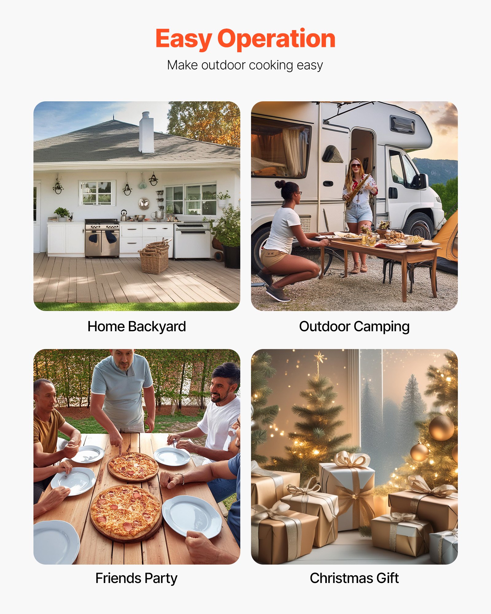 VEVOR Outdoor Pizzaoven 12 inch pelletpizzaoven met ingebouwde thermometer (max. 540 °C), pizzaschep en draagtas, draagbare pizzamaker voor tuin en camping, zilverkleurig