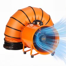 VEVOR Bouwventilator 367 W AC-motor Bouwventilator 2800 RPM Bouwventilator Blaasvermogen 2574 CFM (4373 m³/h) Axiale ventilator met 10 m slang Axiale blazer Geluidsniveau 79 dB Industriële ventilator