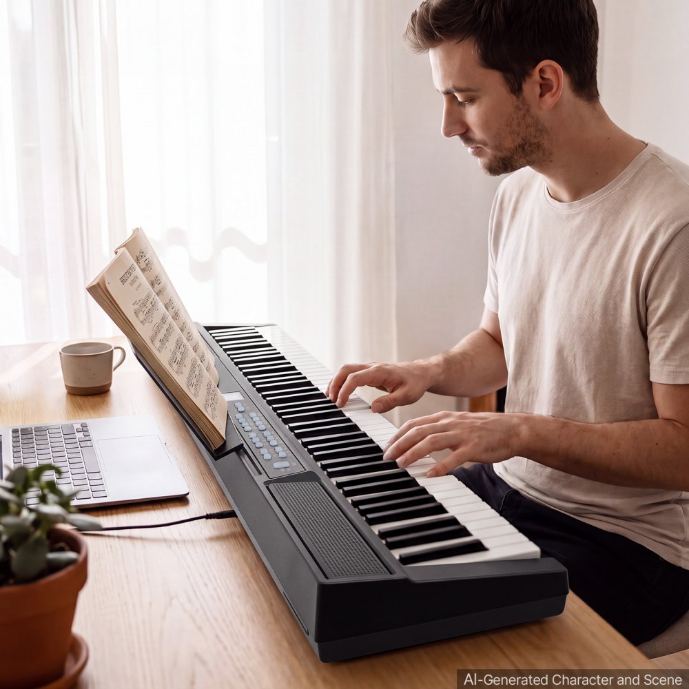 VEVOR Digitale Piano 88 toetsen, semi-gewogen, elektrisch keyboard, geschikt voor beginners en gevorderden, 128 klanken en ritmes, HiFi stereoluidsprekers, pedaal, lessenaar, USB/MIDI
