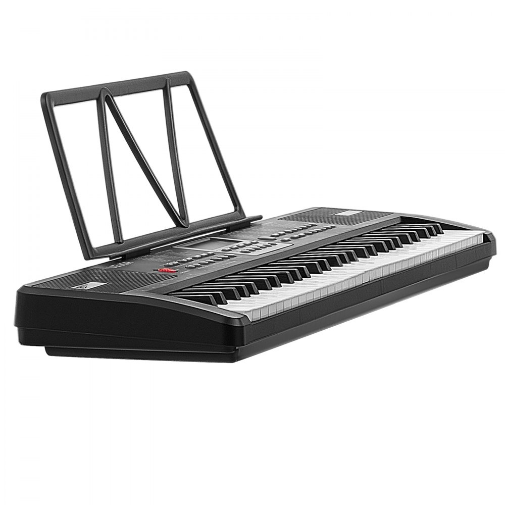 VEVOR Digitale Piano met 61 toetsen, semi-gewogen, elektrisch keyboard voor beginners en muziekliefhebbers, 100 geluiden en ritmes, met HiFi stereoluidsprekers, lessenaar en USB/MIDI-aansluiting.