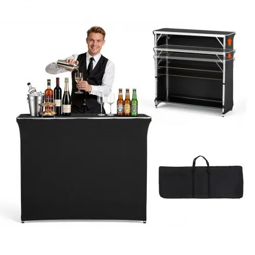 VEVOR Opvouwbare Beursbalie, 1105x390x1010 mm, Receptiebalie met Draagtas, 2 Planken, Receptiebalie, Beursstand, Bartafel, Opvouwbare Mobiele Bar voor Evenementen, Feesten & Beursen