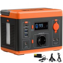 VEVOR Portable Power Station, 296Wh, Backup Lithium-ion Battery Solar Powered Generator, 300W(Peak Power 600W) Pure Sine Wave AC Outlet, USB QC3.0 LED Light, for Outdoors Camping Travel Home Emergency