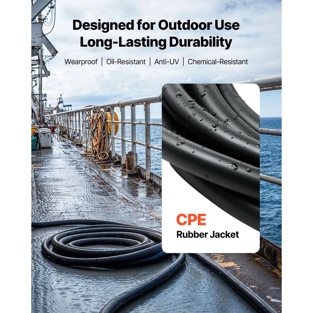 VEVOR 30,48 m 10AWG (6 mm²) elektrische kabel, stroomkabel, koperen verlengkabel, draad 600 V