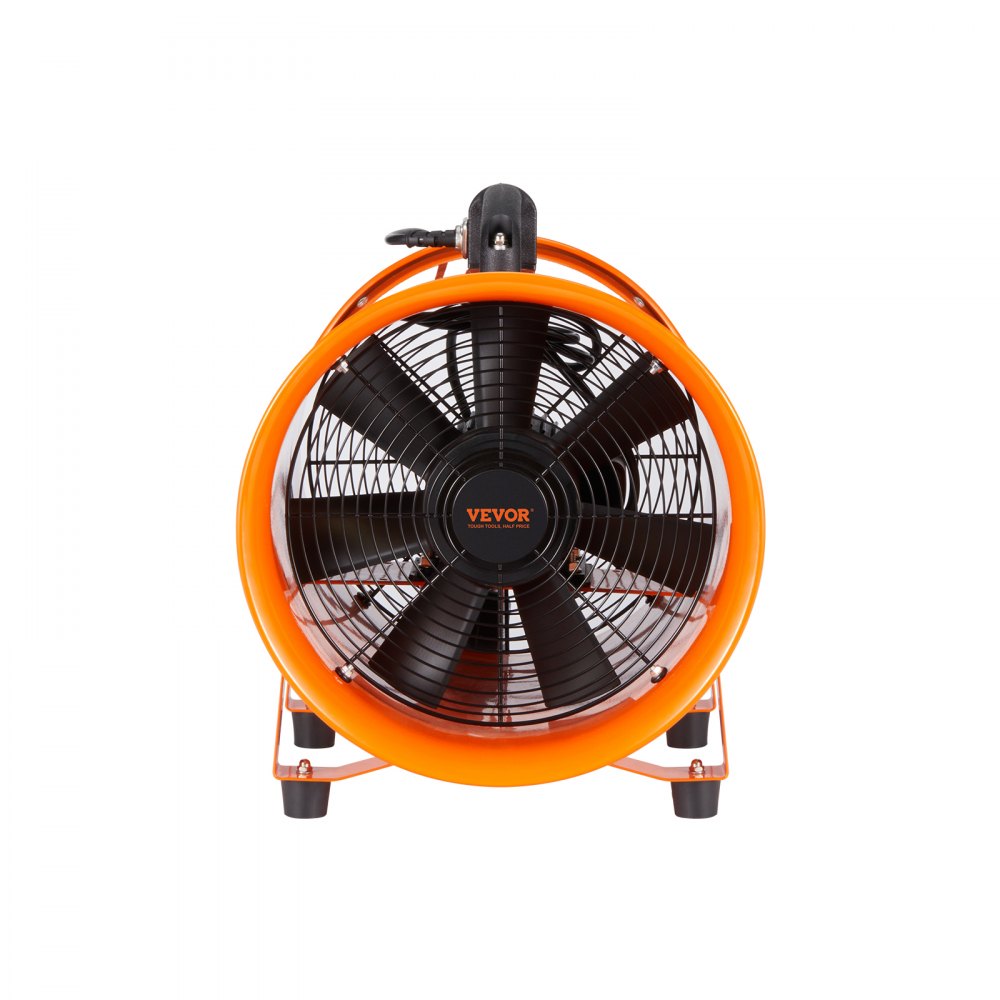 VEVOR Bouwventilator 145W AC-motor Bouwventilator 2900 RPM Bouwventilator Ventilator 504 L/s (1070 CFM) Axiale ventilator met 8m slang Axiale ventilator 79dB geluidsniveau Industriële ventilator