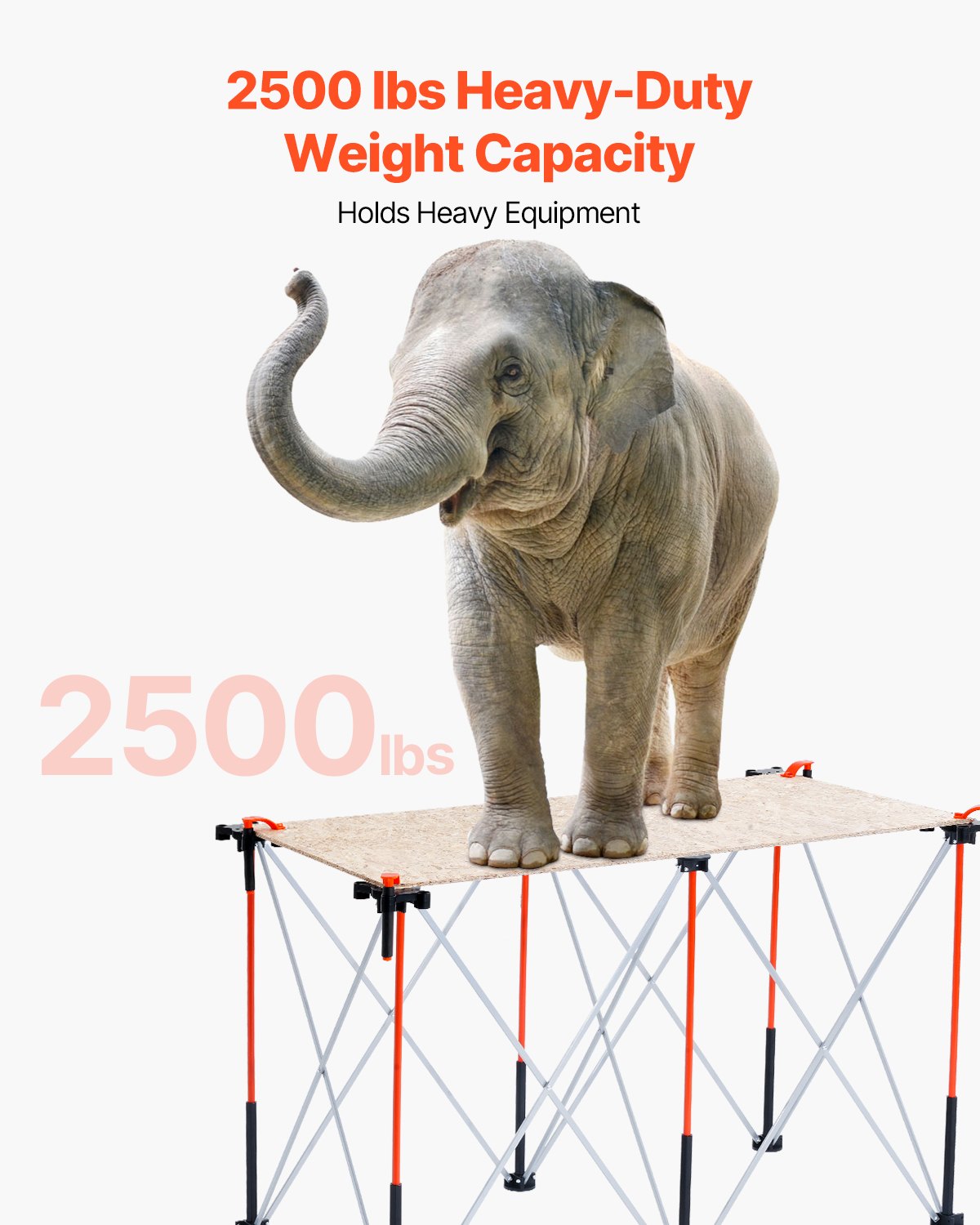 VEVOR Portable Folding Workstand, 1266 x 665 mm Collapsible Workbench, 1135 kg Weight Capacity, No Assembly Foldable Work Stand with Storage Bag, Table Top NOT Included, for Garage Workshop Outdoor