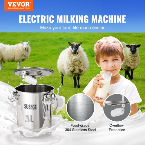 Elektrische Melkmachine, Draagbare Dubbele Kop Melkmachine 2L Draagbare Melkmachine, Set Elektrische Melkmachine met Pulscontroller voor Koeien Schapen(EU-Stecker Elektrische Melkmachine, Draagbare Dubbele Kop Melkmachine 2L Draagbare Melkmachine, Set Elektrische Melkmachine met Pulscontroller voor Koeien Schapen(EU-Stecker