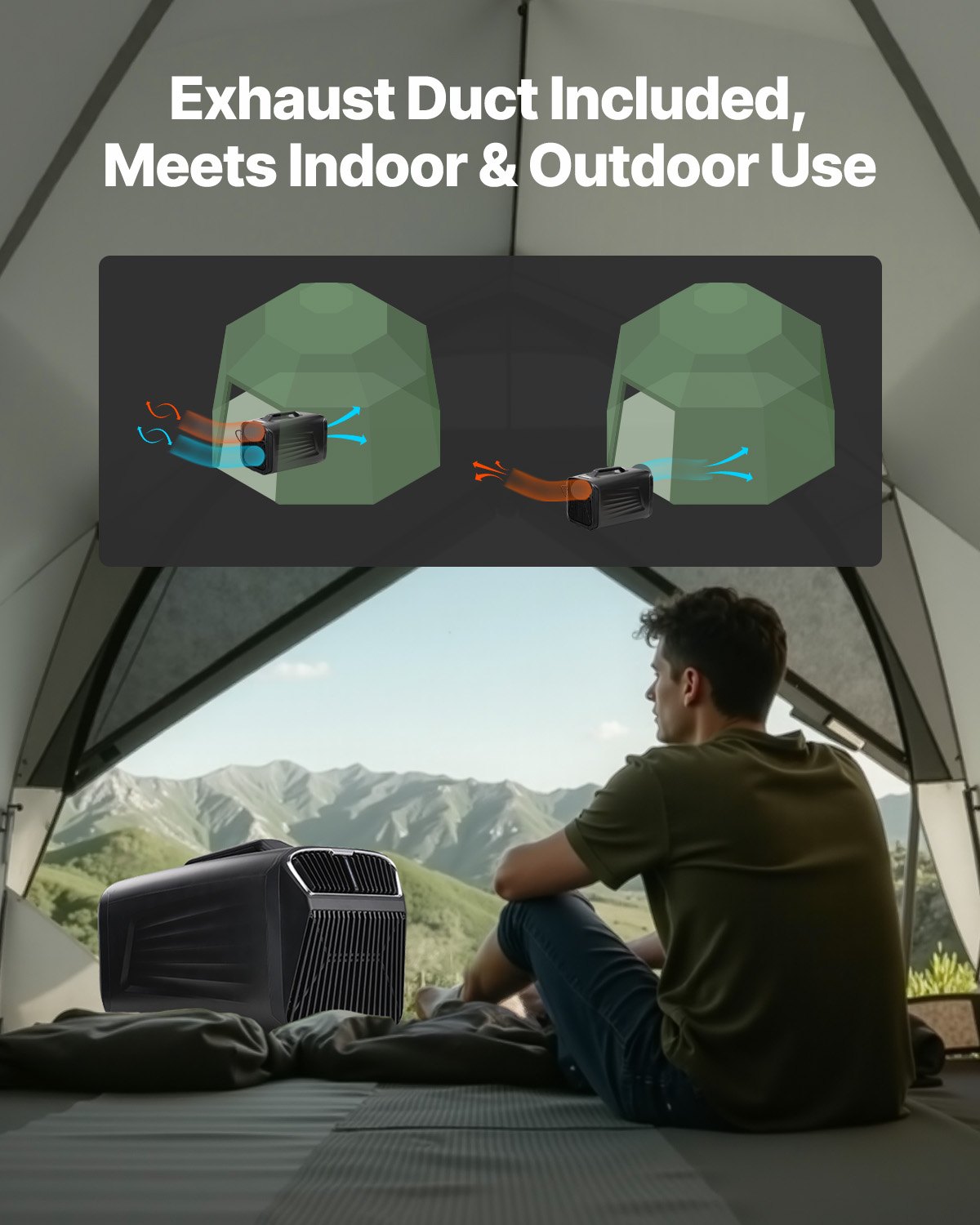 VEVOR draagbare airconditioner, 4000 BTU, 3-snelheden airconditioner met 24-uurs timer, koeler, instelbaar van 16-30 °C, AC/DC-compatibel, gebruik op de camping, in de camper of thuis, 540 x 300 x 350 mm