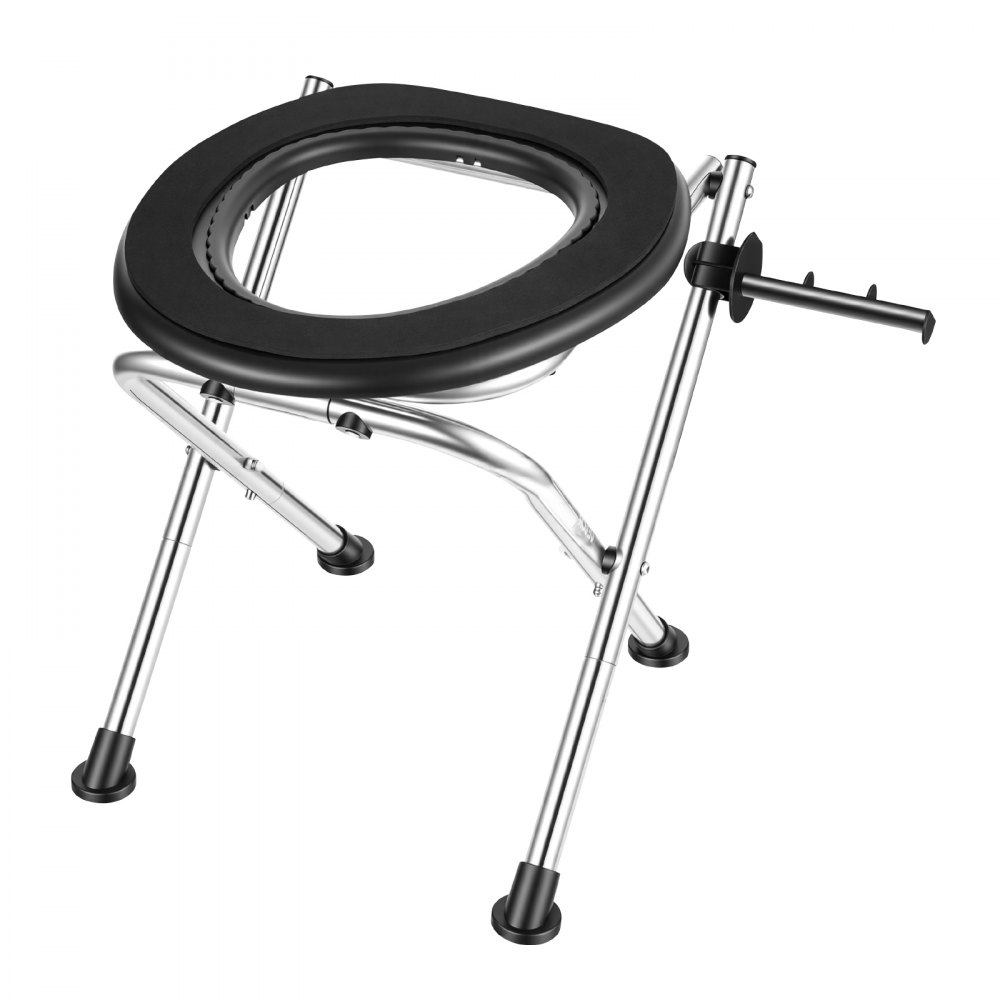VEVOR Draagbaar Campingtoilet, Draagvermogen 160 kg, Opvouwbaar Reistoilet van Roestvrij Staal met Zachte Zitting en Handdoekhouder, Geschikt voor Vrachtwagenchauffeurs, Camperreizen, Kamperen, Autoreizen en Buitenactiviteiten
