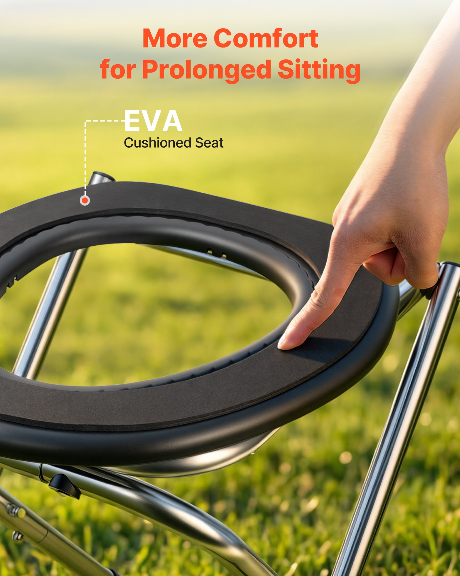 VEVOR Draagbaar Campingtoilet, Draagvermogen 160 kg, Opvouwbaar Reistoilet van Roestvrij Staal met Zachte Zitting en Handdoekhouder, Geschikt voor Vrachtwagenchauffeurs, Camperreizen, Kamperen, Autoreizen en Buitenactiviteiten