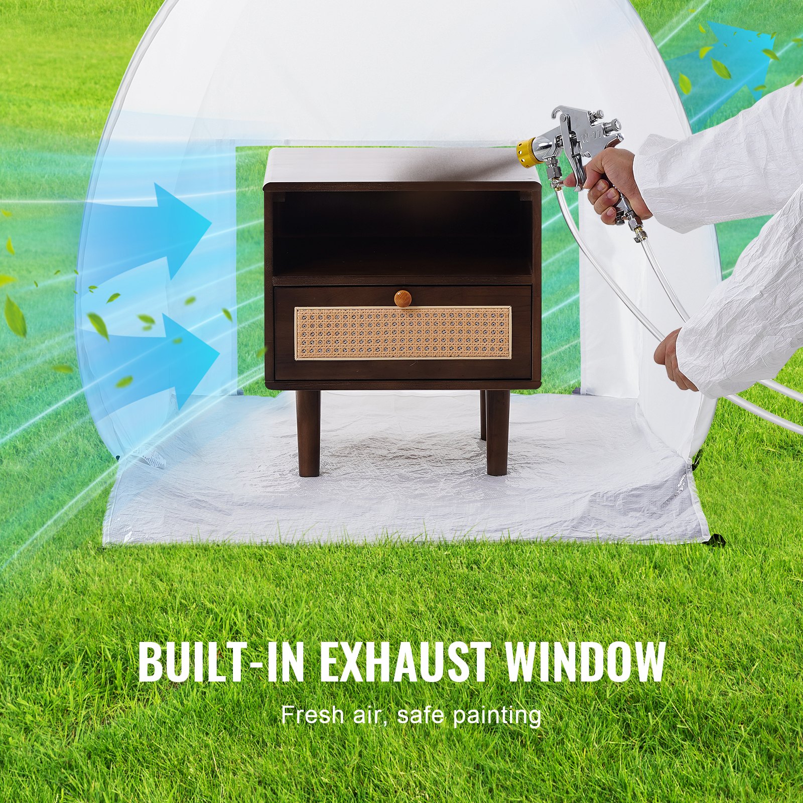 VEVOR Spuitverf Tent, 40 x 35 x 40 inch, Draagbare Pop-Up Spuitverf Tent met Ingebouwde Vloer, Afzuigkap en Opbergtas, Opvouwbare Spuitcabine voor Meubels, DIY Hobby Gereedschap Verfstation
