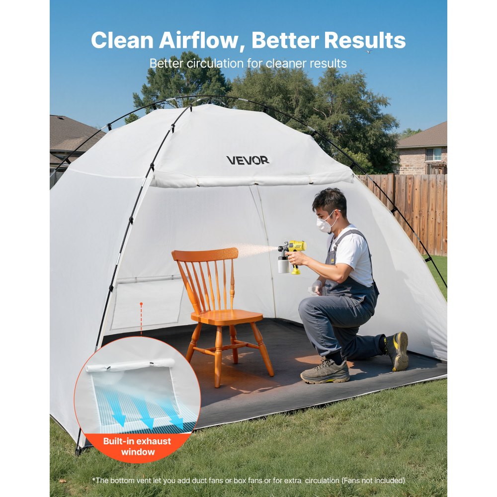 VEVOR Portable Paint Booth Tent, 116.14 x 114.96 x 79.53 inch Painting Tent Station, Spray Shelter with Built-in Floor & Mesh Screen, Large Space, Oxford Spray Painting Tents for Cupboard, Chairs