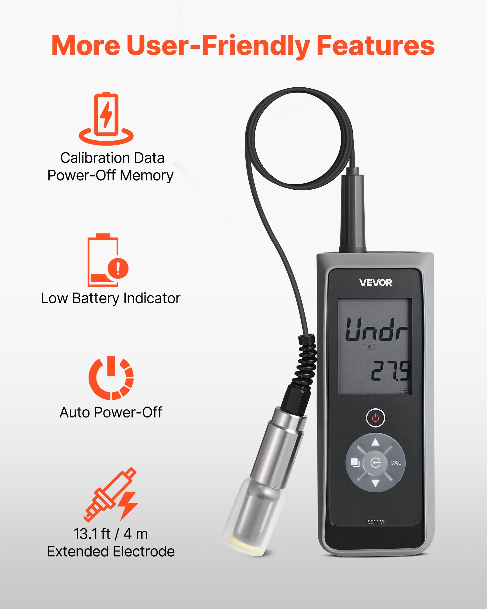 VEVOR opgeloste zuurstofmeter, meetbereik 0,0-20,0 mg/l, draagbare testkit met 4 m elektrodekabel, membraanset en draagtas, gegevensopslag, opgeloste zuurstofmeter voor vijvers