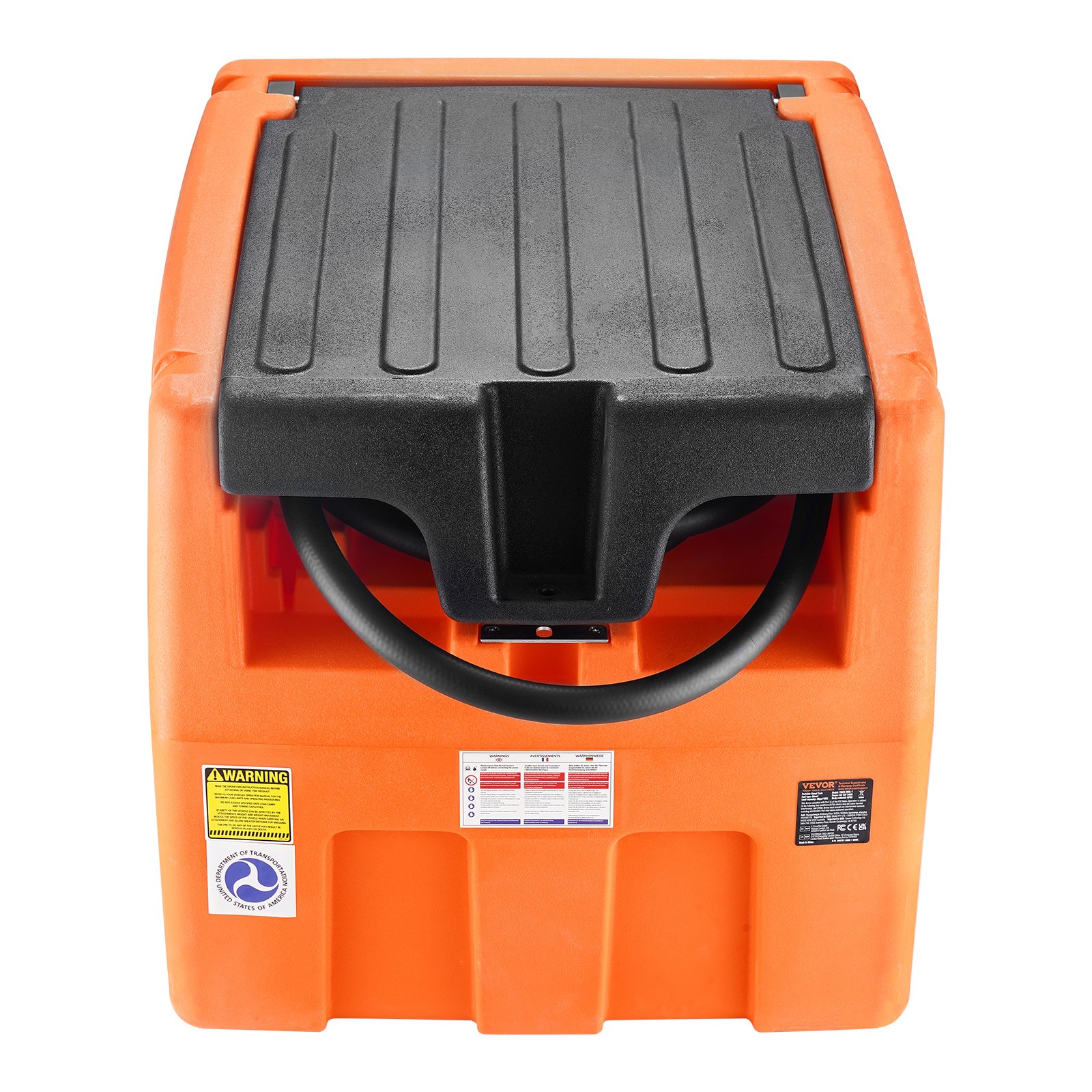 VEVOR mobiele dieselcontainer, 48 gallons capaciteit, 10,6 GPM pompsnelheid, inclusief 12 V elektrische pomp, 13,1 ft slang en automatisch mondstuk, oranje dieselbrandstoftank voor soepel transport