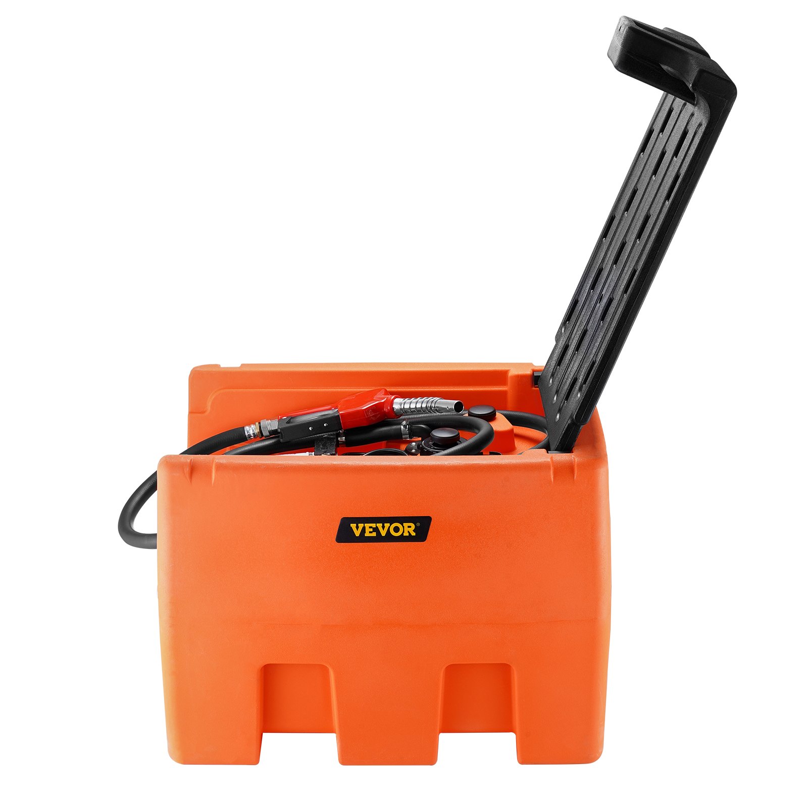 VEVOR mobiele dieselcontainer, 48 gallons capaciteit, 10,6 GPM pompsnelheid, inclusief 12 V elektrische pomp, 13,1 ft slang en automatisch mondstuk, oranje dieselbrandstoftank voor soepel transport
