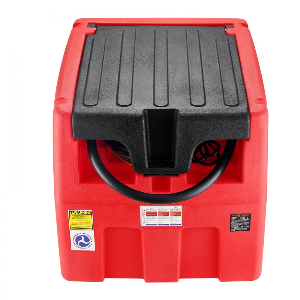VEVOR draagbare diesel- en benzinetank, 48 gallons, 10,6 GPM stroomsnelheid, dieselbrandstoftank met 12V elektrische transferpomp, 13,1 voet slang, automatisch brandstofpistool, transfertank voor eenvoudig brandstoftransport, rood