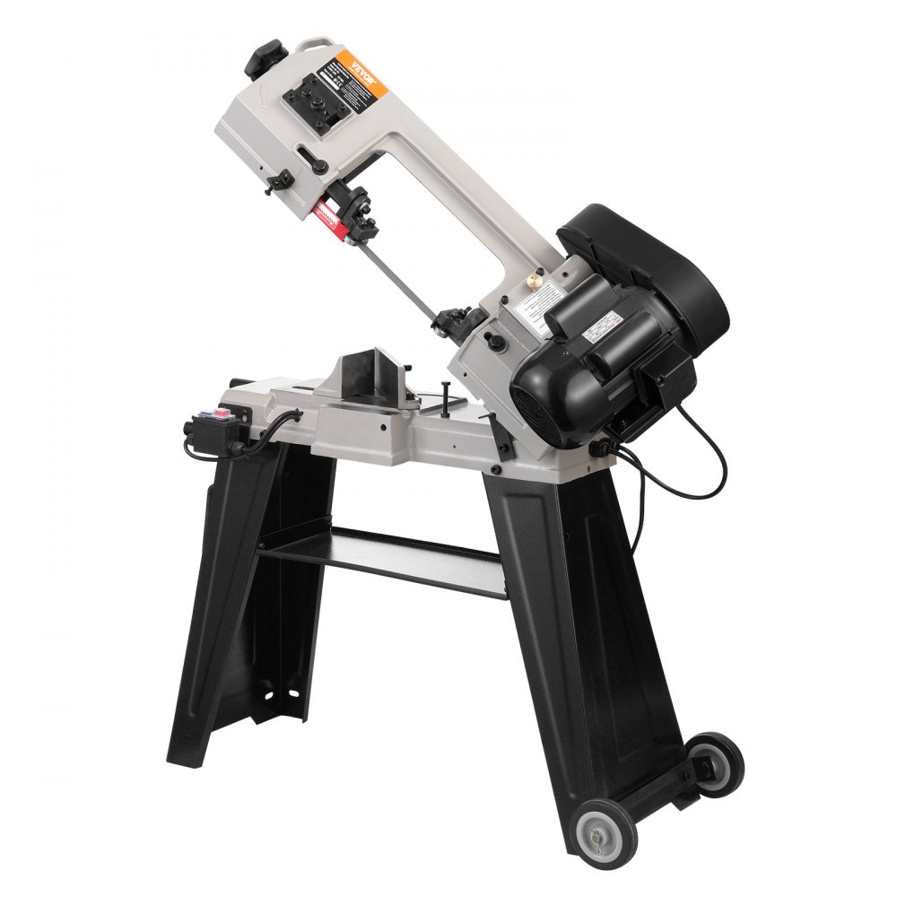 VEVOR Metal Horizontal Band Saw, 4 in x 6 in Rectangular Cutting Capacity, 220V Metal Vertical Cutting Bandsaw with 550W Motor, 0-45° Angle Adjustment, Variable Speed, for Metal, Wood, and Plastic