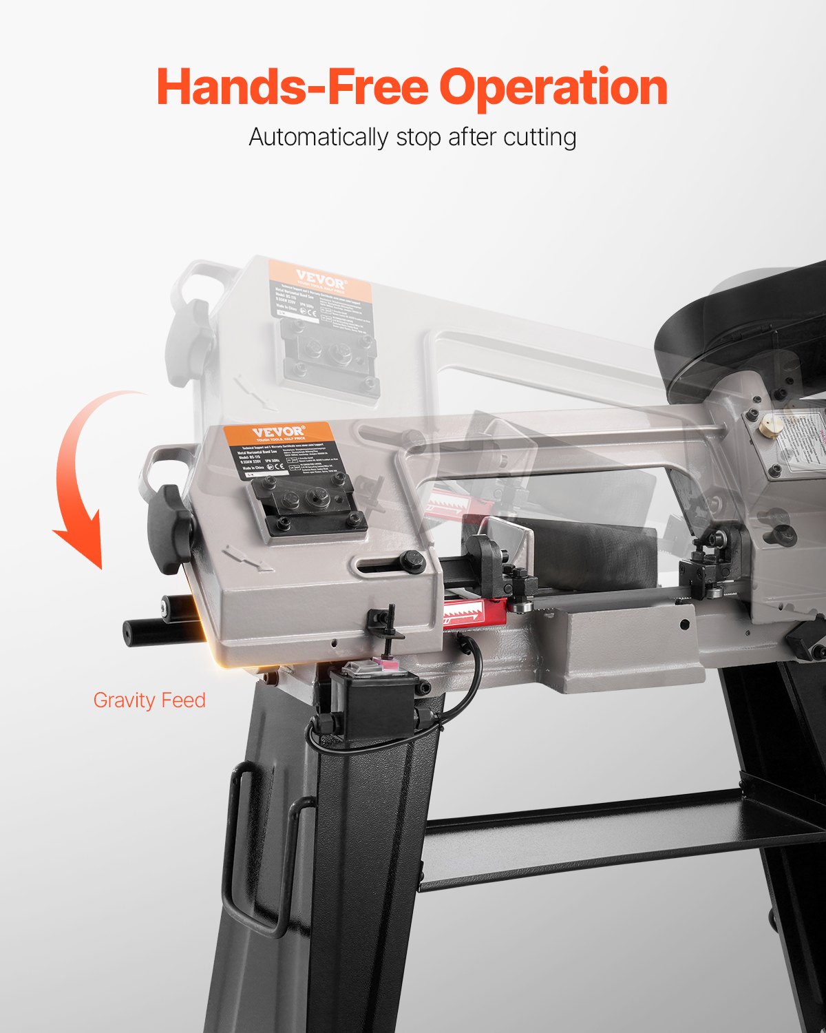 VEVOR Metal Horizontal Band Saw, 4 in x 6 in Rectangular Cutting Capacity, 220V Metal Vertical Cutting Bandsaw with 550W Motor, 0-45° Angle Adjustment, Variable Speed, for Metal, Wood, and Plastic