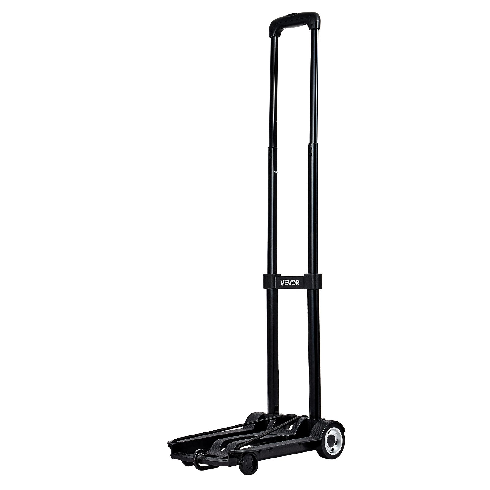 VEVOR Opvouwbare steekwagen, laadvermogen 50 kg, transportkar met 2 wielen en 1 elastisch koord, universele trolley met platform, voor luchthaven, reismeubilair, bagage, kantoorverhuizingen, zwart, 320 x 235 x 965 mm