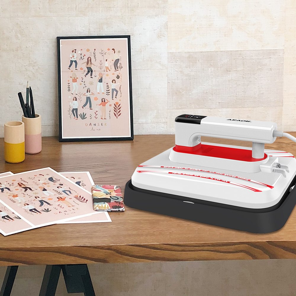 VEVOR Heat Press 12 x 10 Inch Easy Press 800W Mini Press Portable Easy Mini Press Vibration Function Double-tube Heating Heat Press Machine for T Shirts with Sensitive Touch Screen Display