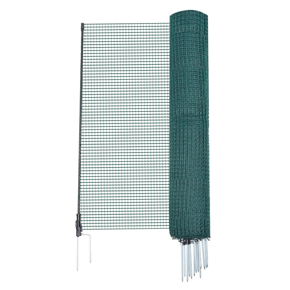 VEVOR grenshek 15x1,2 m, PE weidehek, mobiel hondenhek met dubbele puntpalen en scheerlijnen, kippenhek, tuinhek, campinghek voor honden, kippen, planten, buitenruimtes