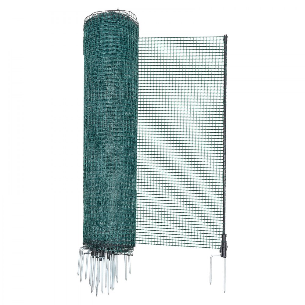 VEVOR grenshek 25x0,9 m, PE weidehek, mobiel hondenhek met dubbele puntpalen en scheerlijnen, kippenhek, tuinhek, campinghek voor honden, kippen, planten, buitenruimtes